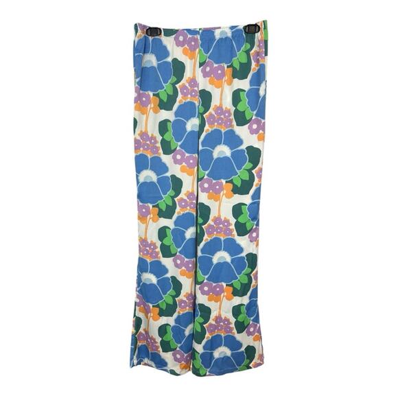 ZARA Pants S Floral Straight Leg Pajama Style Groove Retro Bohemiam Hippie NWOT - Picture 6 of 15